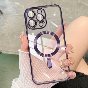 3 couleurs multiples Étui de téléphone magnétique antichoc Charge sans fil magnétique Étui transparent pour iPhone 13 14 15 16 Pro Max Plus - Product Image 1