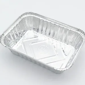 7 인치 하프 스퀘어 박스 600ml 소용량 일회용 틴포일 식품 알루미늄 박스 뚜껑 장착 가능