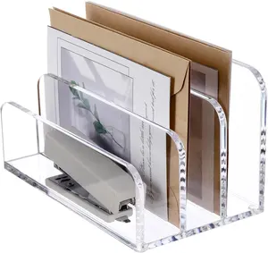 Caboal Acryl Bureau Accessoires 3 Tier Clear Desk Organizer Stapelbaar Papier Briefbestand Lade Bureaubenodigdheden