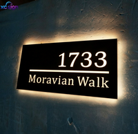 Papan Nomor Rumah LED Backlit Stainless Steel Outdoor Kustom dengan Rating IPX5 untuk Rumah, Kantor, Toko, atau Hotel