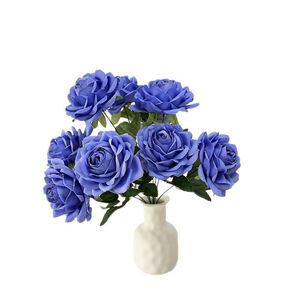Usine de fleurs artisanales Meiyu, bouquet de 9 roses en soie, fleurs artificielles pour mariage et décoration de la maison - Product Image 5