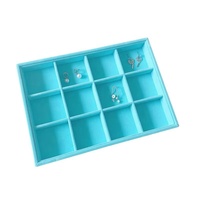 Nouvel Arrivage Plateaux à Bijoux Bleus Taille Moyenne 28x20cm en Velours pour Présentation de Bagues et Colliers, Plateau de Rangement à 12 ou 24 Compartiments pour Magasin