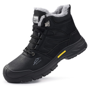 Bottes de sécurité d'hiver noires pour hommes en gros d'usine - Chaussures de travail confortables anti-choc, anti-perforation et résistantes à l'usure avec embout en acier - Product Image 1