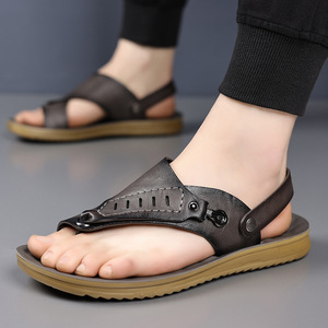 Sandalias Casuales para Hombre, Punta Abierta, Suela de Goma, Entresuela de EVA, Forro Textil, Estilo Slip-On, Color Sólido - Product Image 1