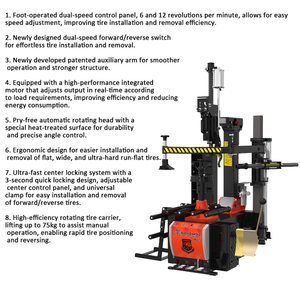 Cambiador de Ruedas de 13-28 Pulgadas, Máquina Desmontadora de Neumáticos sin Palanca con Cabezal Giratorio Automático, Capacidad de Elevación de hasta 75 kg, Balanceador de Ruedas LAUNCH - Product Image 1