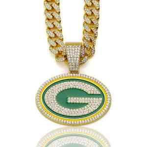 Kalung Liontin Olahraga Grosir Green Bay Packers Liontin Tim Sepak Bola untuk Penggemar Memakai Perhiasan Rantai Kuba untuk Hadiah - Product Image 1