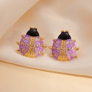 6 Farben Marienkäfer-Ohrstecker aus Edelstahl mit Emaille-Öltropfen, goldfarben, anlaufbeständig, niedlicher Tier-Schmuck für Damen, Geschenk für sie - Product Image 6