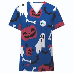 2023 핫 세일 간호사 병원 유니폼 여성 할로윈 의상 섹시한 V 넥 티셔츠 스크럽 유니폼 탑스 - Product Image 1