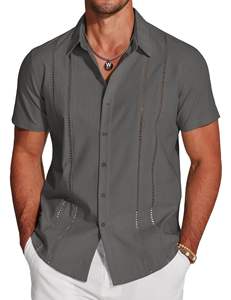 Camisa <span class=keywords><strong>Guayabera</strong></span> Cubana para Hombre, Manga Corta, con Botones, de Alta Calidad, Informal, de Lino, para Verano y Playa - Product Image 3