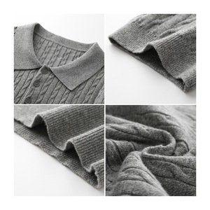Polo en tricot pour homme à manches courtes, tricot torsadé, couleur unie, respirant, évacuant l'humidité, pour l'été, gris, noir, MLXL2XL3XL - Product Image 3