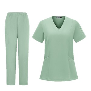 HZMNOI Scrub Suit Set V-Neck Moisture Wicking Split Uniforms For Medical Dental Beauty Workwear S XXL - Product Image 5