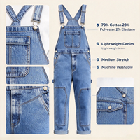 Salopette en jean pratique bleu moyen coupe droite – Idéale pour les sorties en ville et le style quotidien