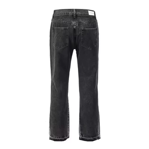 Custom High Quality Men's <b>Jeans</b> Casual Black Grey Patchwork Vintage Washed Flares <b>Button</b> High Street Denim Trousers for Men - Product Image 4