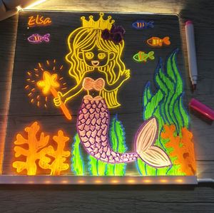 7 Color LED Drawing Pad Light-Up Acrylic <b>Message</b> <b>Board</b> with Luminous Stand for Home Desk Dry Erase <b>Board</b> - Product Image 4