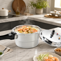 Mini-cuiseur à pression en aluminium avec plaque vapeur, surface polie, compatible gaz et induction, cuisson rapide et sûre