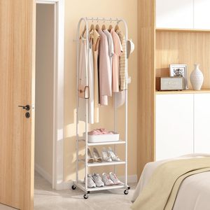 <span class=keywords><strong>Perchero</strong></span> móvil al por mayor con 2 estantes de almacenamiento, ruedas bloqueables, <span class=keywords><strong>perchero</strong></span> metálico de varias capas para dormitorio - Product Image 6