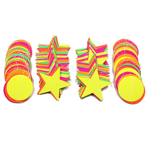 Articles de fête néon lumineux : Bannière Joyeux Anniversaire Let's Glows et guirlande de cercles et points suspendus réactifs à la lumière noire UV - Product Image 6
