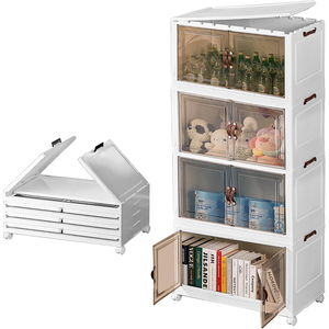 Wholesale White PP Plastic Injection Molded Rectangle Foldable <b>Drawers</b> <b>Storage</b> <b>Boxes</b> Cabinet Organizers with Wheels 35L Capacity - Product Image 5