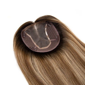 Listo para enviar: Topper de cabello humano virgen europeo natural 6*7 Mono Net con base de seda y clip, liso, en stock. - Product Image 2
