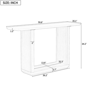 Modern Solid Wood <b>Console</b> <b>Table</b> with Curved Corners and U-Base Design for Living Room & Hotel Use Easy Placement - Product Image 2