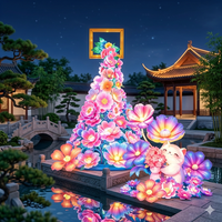Lanternes géantes personnalisées en forme d'arbre fleuri, installations décoratives extérieures pour le printemps, pour les rues commerciales, les places de ville, les expositions