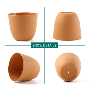 YICAI 5,5 "de plástico blanco plantadores interior conjunto de 5 macetas de flores decorativas modernas jardinería olla con drenaje y platillo - Product Image 4