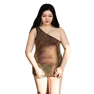 Factory direct sales plus size women's underwear single shoulder sexy tight gold gauze open-shoulder skirt sexy underwear