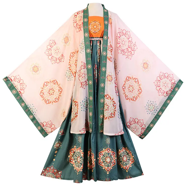 Hanfu Costume Women Khov Skirt Big Sleeve Shirt Silk Full Suit Traditional Chinese Clothing