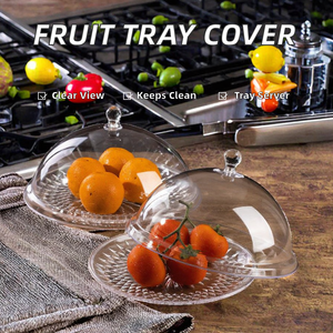Fruit Tray Cover Transparent Acrylic Plastic Food Dust Cover Snacks Display Dessert <b>Serving</b> Dinnerware Sets Classic Back School - Product Image 2