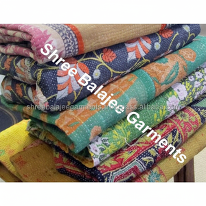 Handmade Indian Vintage Kantha <b>Quilt</b> Twin Size Cotton Blanket with Embroidered <b>Bedspread</b> for Bedding & Decorative Use Jaipur - Product Image 1
