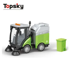 Topsky Friction Powered Vehicle Toys Street Sweeper Trash Car 1:16 Scale City Clean Battery Operated Vacuum Garbage Truck Toy