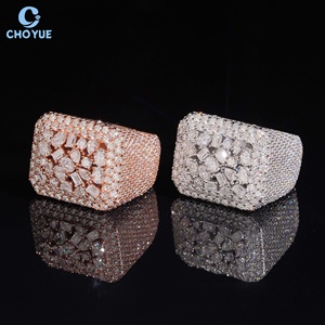 Anillo de Plata de Ley 925 con Moissanita VVS y Diamantes Multicorte, Estilo Hip Hop, Completamente Pavimentado, para Fiesta, Unisex - Product Image 1