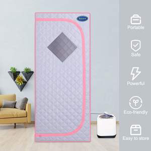 Tente de sauna vapeur portable avec télécommande, design en tissu gris, pliable pleine grandeur, alimentation 110V, style moderne pour la vie quotidienne - Product Image 3