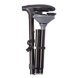 Folding Cane With <b>Lights</b> Adjustable Aluminum Alloy 85-97cm Four Legged Non Slip Walking <b>Stick</b> For Elderly - Product Image 1