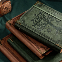 Cuaderno de Notas A5 de 120 Páginas con Páginas Gruesas y Rayadas, Cubierta de Cuero, Bolsillo Interior, Diseño Árbol de la Vida, Ideal para Regalo