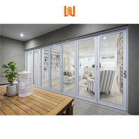 Cloison extérieure de villégiature Porte en PVC Patio Porte en verre pliante à rupture thermique Porte pliante en plastique française