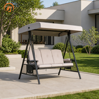 Banc balançoire de jardin 3 places avec auvent réglable et structure en acier robuste pour terrasse et cour