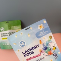 Sachets Doypack personnalisés résistants à l'humidité pour lessive en dosettes et capsules, solubles dans l'eau, parfum naturel, avec impression numérique