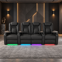 Ensemble de canapés inclinables électriques à double moteur en cuir véritable et bois, extensibles, pour home cinéma, avec mousse à mémoire de forme, chargement USB Type-C, 7 couleurs