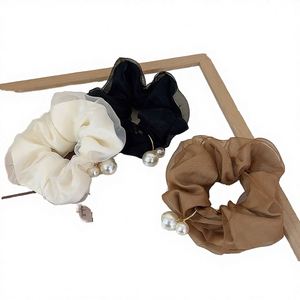 Wholesale Fashion Women's Fabric Mesh Elastic Bands & Scrunchies Hair Band With Pearls - Product Image 1