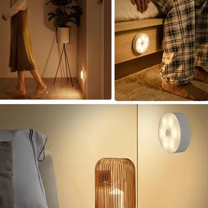 Aulipur Lampe de nuit moderne à 8 LED avec détecteur de mouvement PIR, blanc chaud, interrupteur réglable, écologique, alimentée par USB pour usage résidentiel - Product Image 2