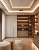 Système de dressing moderne de luxe, portes en placage de bois massif, armoire sur mesure pour chambre et salon, service de conception gratuit