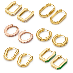 316L不锈钢时尚饰品奢华18k镀金贝壳耳环女士几何手术钢耳环 - Product Image 1