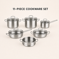 Premium 11-teiliges Kochgeschirr-Set aus 304 Edelstahl mit Dreischichtboden, Töpfe und Pfannen mit Dampfgarer, Induktionsgeeignet, Exportqualität