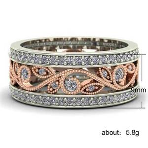Anello a due toni con fiore per donna, elegante accessorio floreale alla moda per tutti i giorni e per feste - Product Image 2