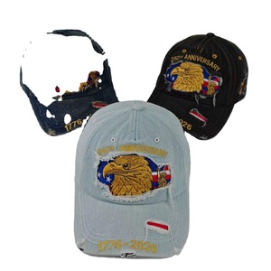 Nueva Gorra de Béisbol Vintage con Efecto Desgastado y Bordado del 250 Aniversario, Visera Rasgada, 100% Algodón, 6 Paneles - Product Image 1