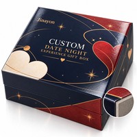 Boîte cadeau personnalisée pour une soirée romantique de la Saint-Valentin, base rigide et couvercle, emballage en papier couché CMYK, logo laminé brillant