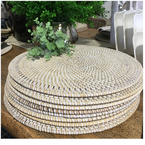 Posavasos de placa de agua de Jacinto redondo ecológico trenzado clásico Cargador Eco-Mats y almohadillas - Product Image 3