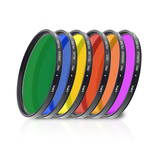 Full Color Optical Filter Lens for DSLK SLR Camera Orange Purple Yellow Green Blue Purple Filter Lens