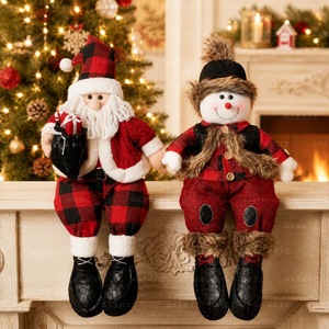 Christmas Shelf Sitter Plush Doll Santa Claus Snowman Stuffed Figure For Xmas Home <b>Fireplace</b> <b>Mantel</b> Decor - Product Image 6
